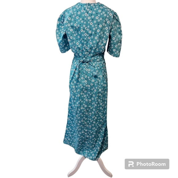 amish mennonite cape dress S Blue Short Sleeve Floral Modest Plain Maxi dimensio - Picture 4 of 4